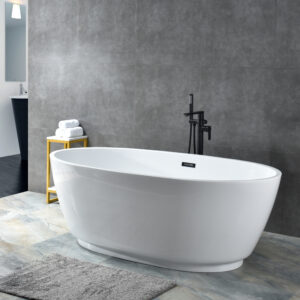 sleek oval freestanding tub, modern minimalist design