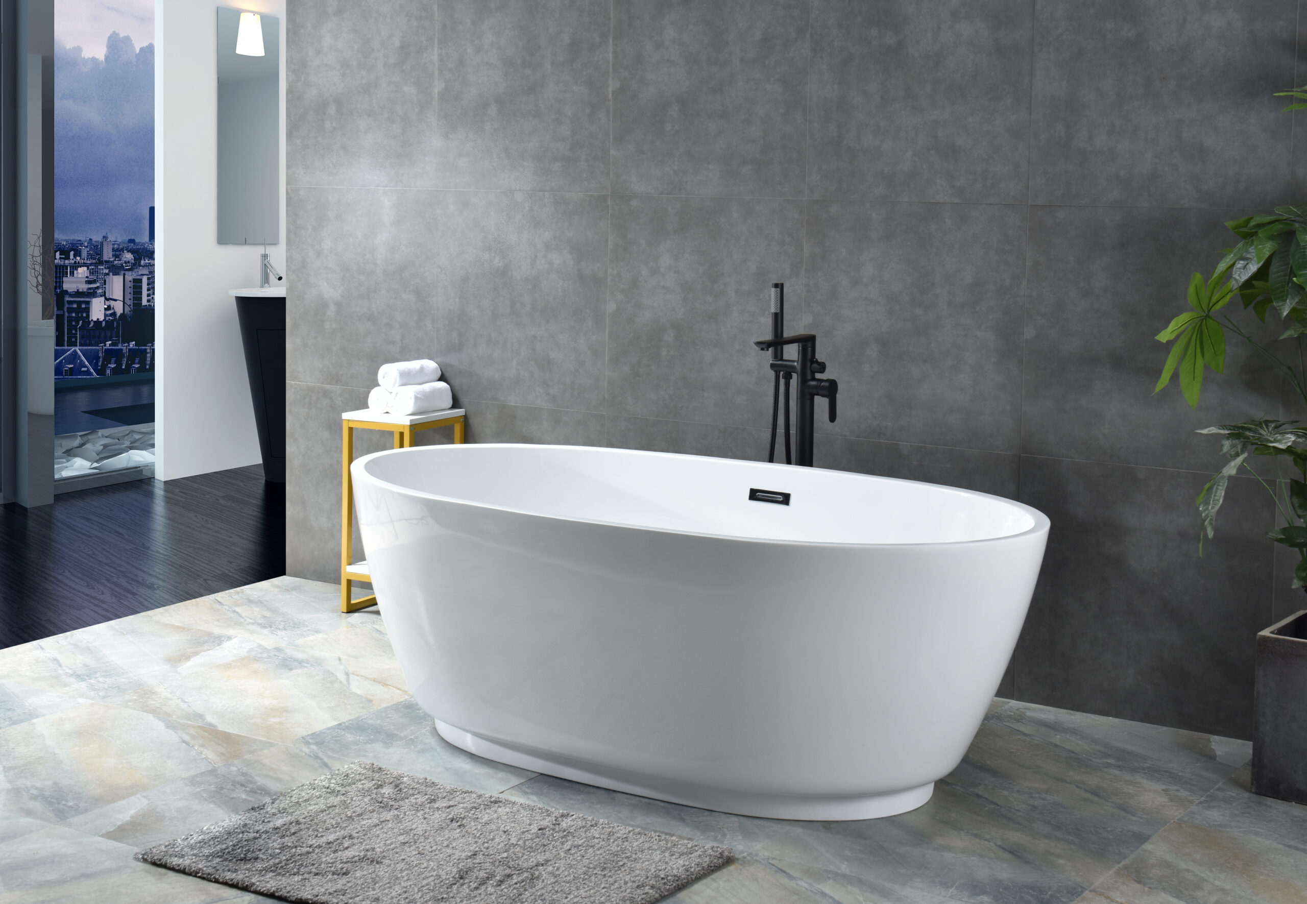sleek oval freestanding tub, modern minimalist design sleek oval freestanding tub, modern minimalist design