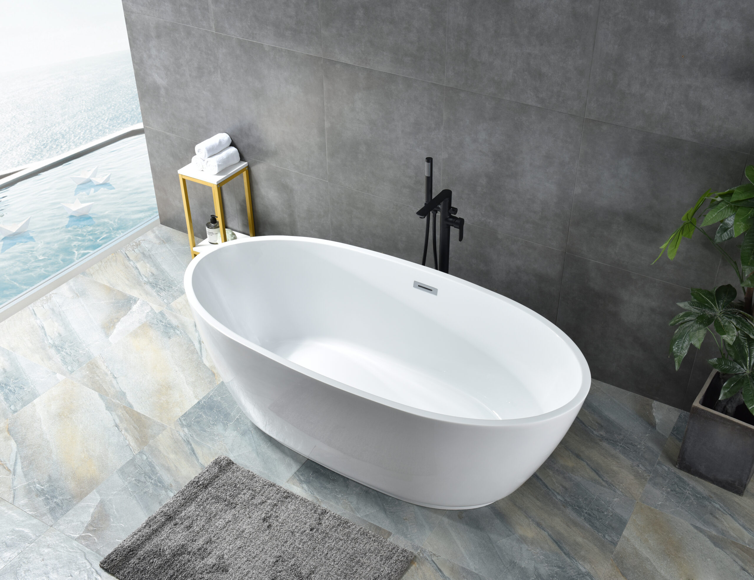 sleek oval freestanding tub, modern minimalist design sleek oval freestanding tub, modern minimalist design