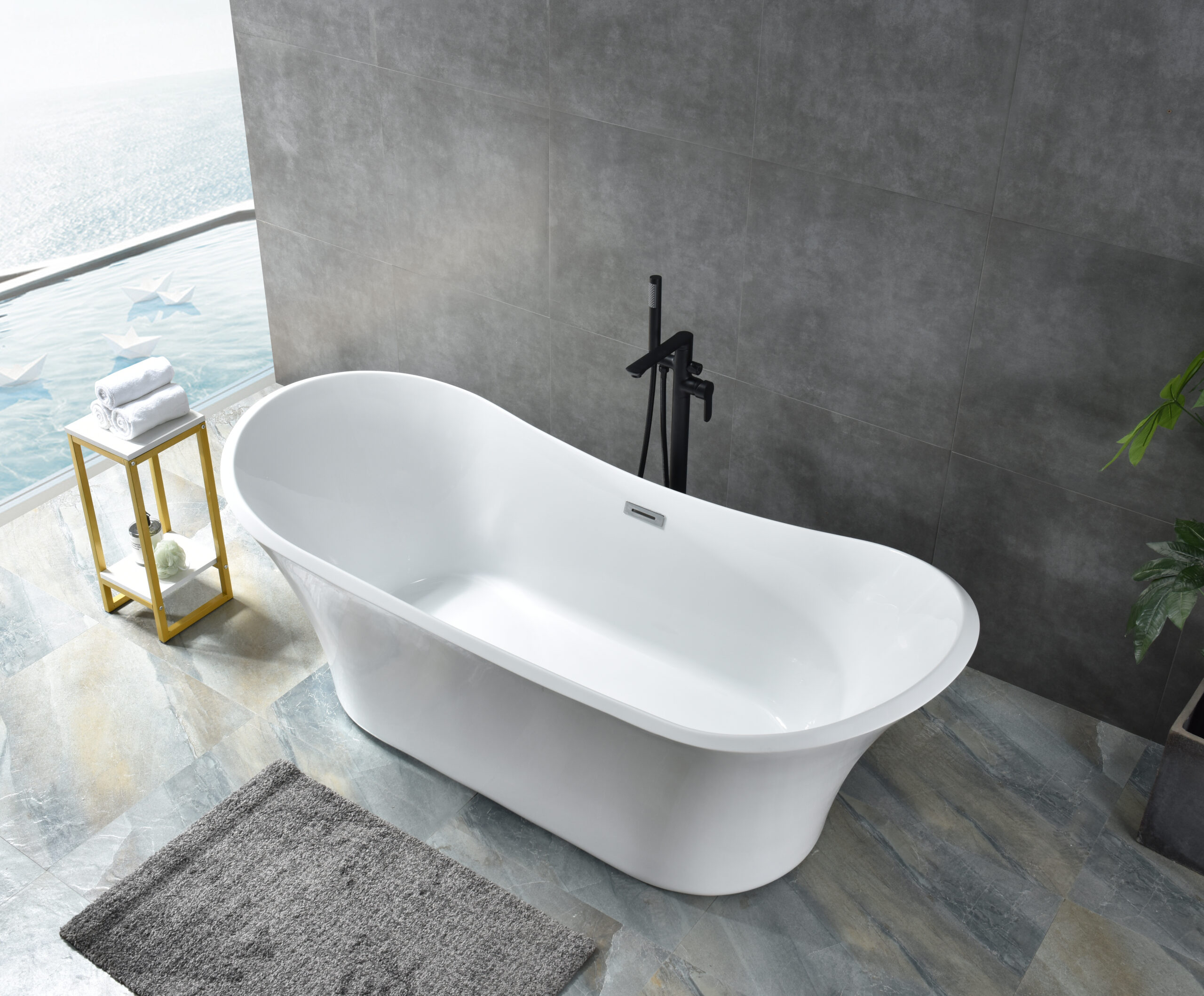 tapered modern bathtub, minimalist freestanding design tapered modern bathtub, minimalist freestanding design
