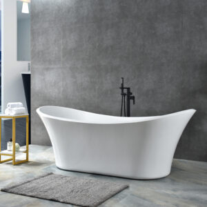 tapered modern bathtub, minimalist freestanding design