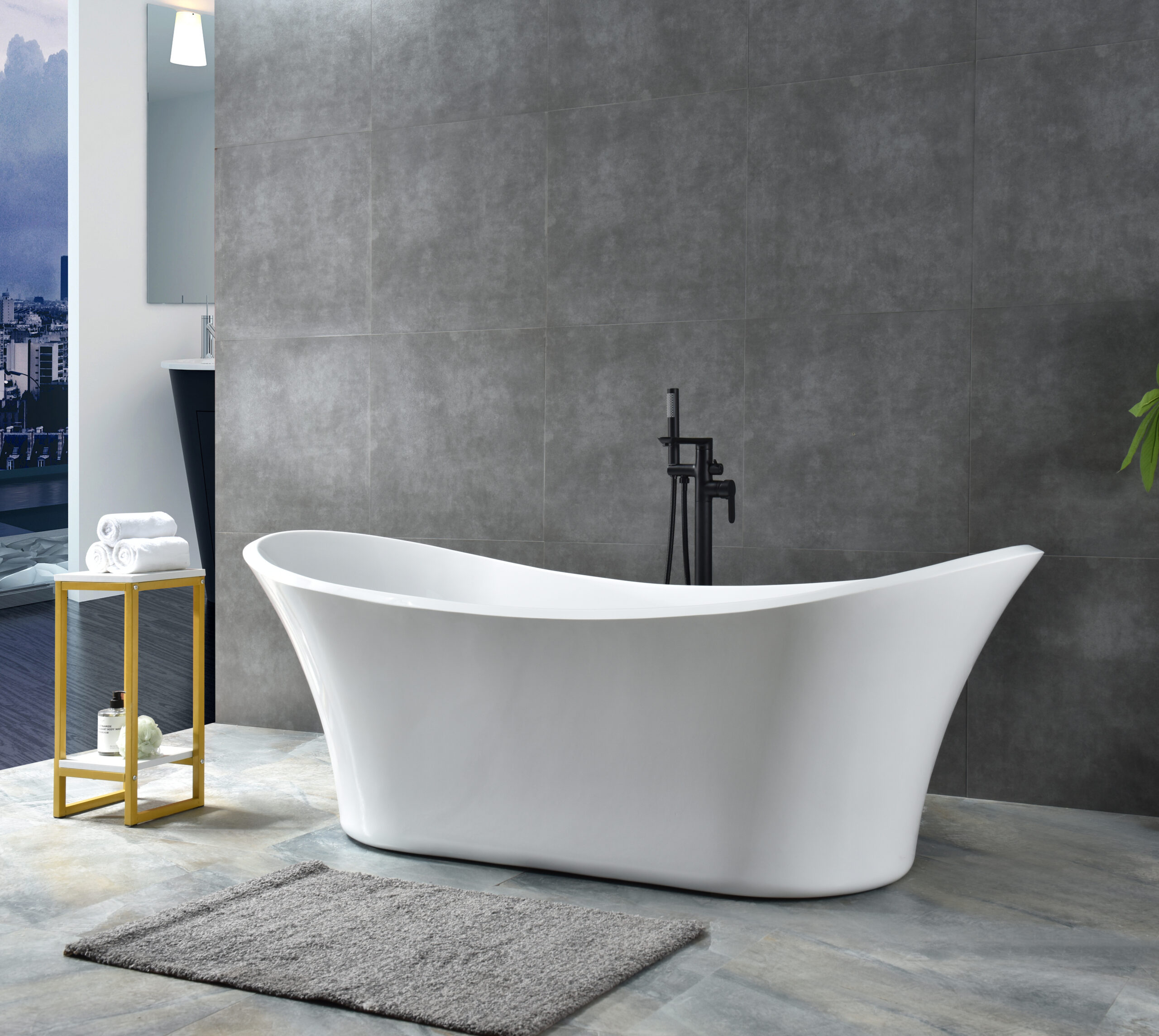 tapered modern bathtub, minimalist freestanding design tapered modern bathtub, minimalist freestanding design