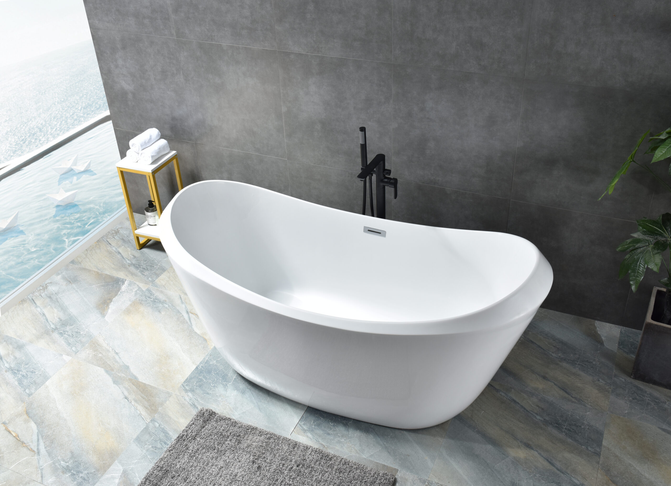 modern oval freestanding bathtub, sleek minimalist design modern oval freestanding bathtub, sleek minimalist design