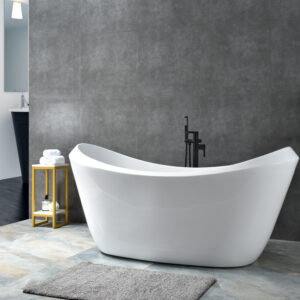 modern oval freestanding bathtub, sleek minimalist design
