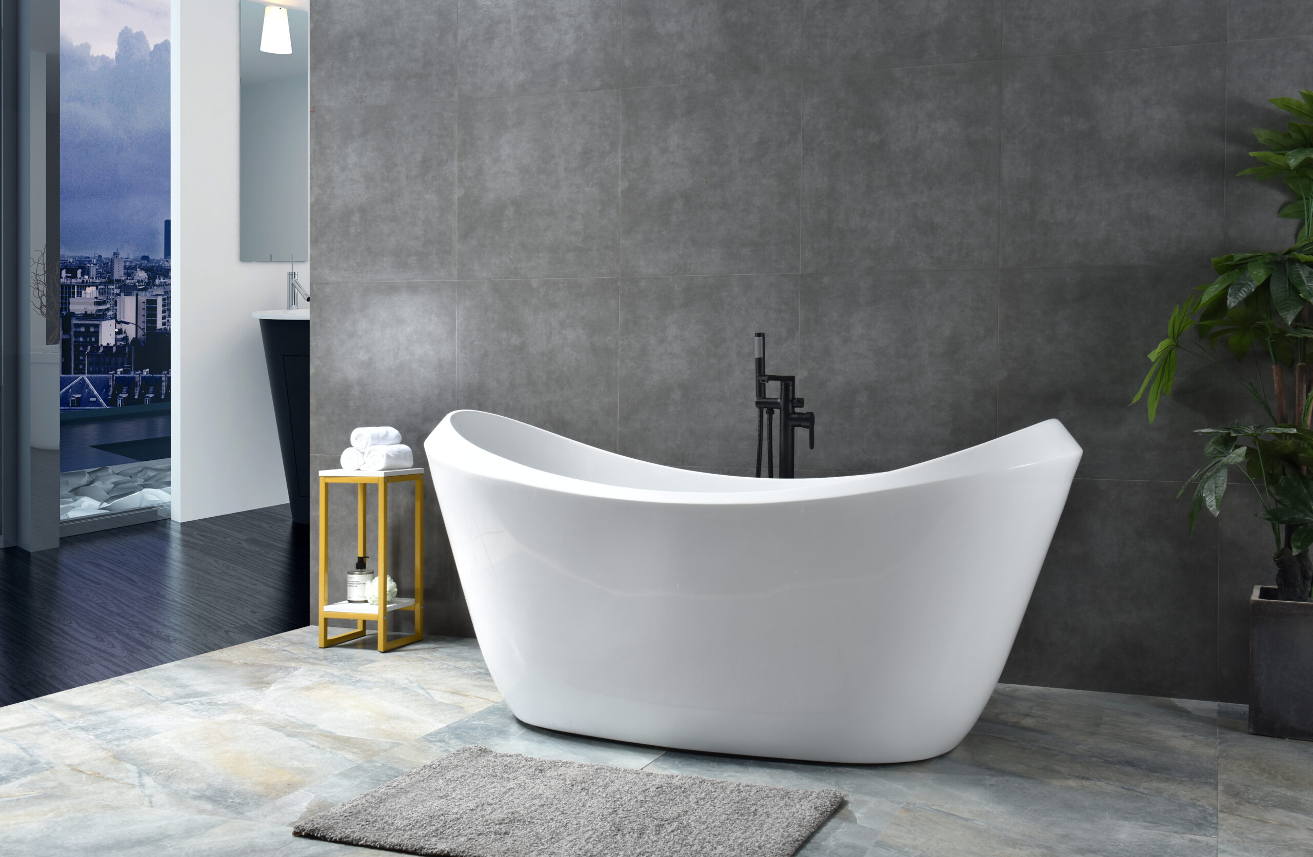 modern oval freestanding bathtub, sleek minimalist design modern oval freestanding bathtub, sleek minimalist design