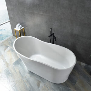 modern asymmetric freestanding tub, wave contoured design