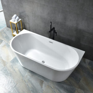 sleek oval freestanding tub, modern minimalist design