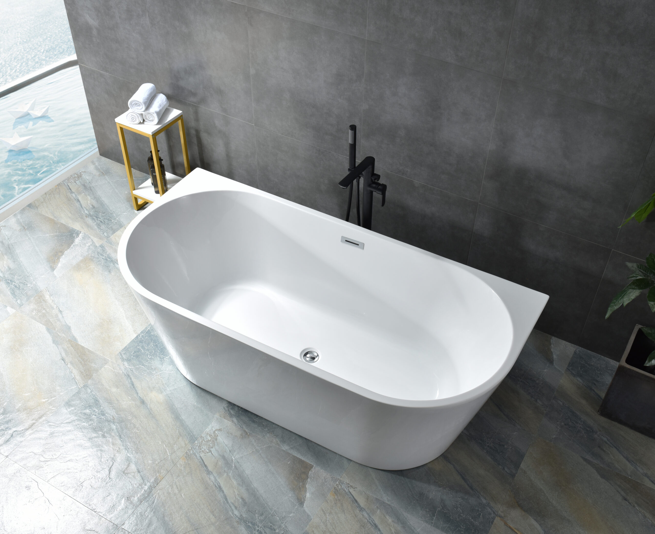 sleek oval freestanding tub, modern minimalist design sleek oval freestanding tub, modern minimalist design