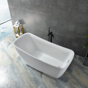 modern asymmetric freestanding tub, angled front design