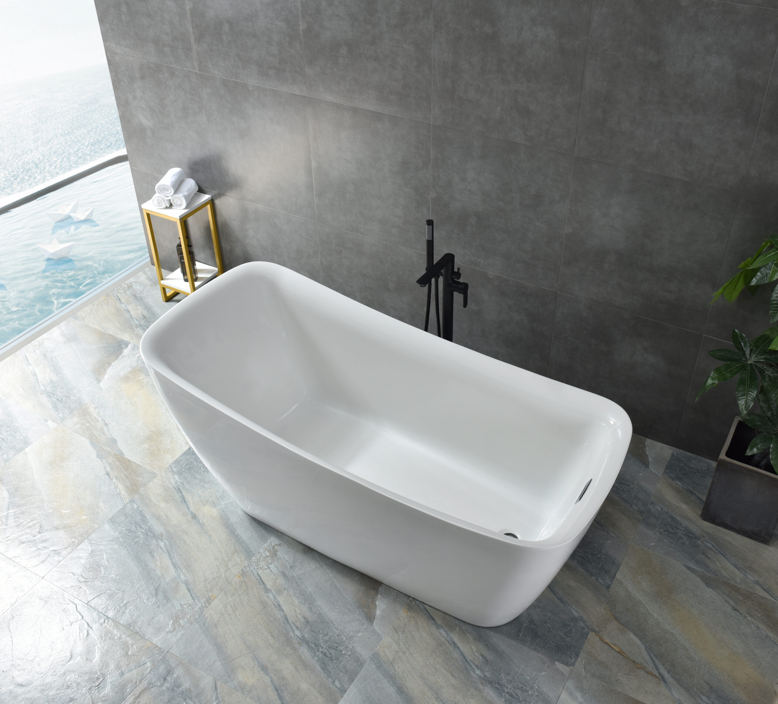 modern asymmetric freestanding tub, angled front design modern asymmetric freestanding tub, angled front design