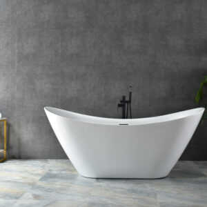 sleek oval freestanding tub, modern minimalist design