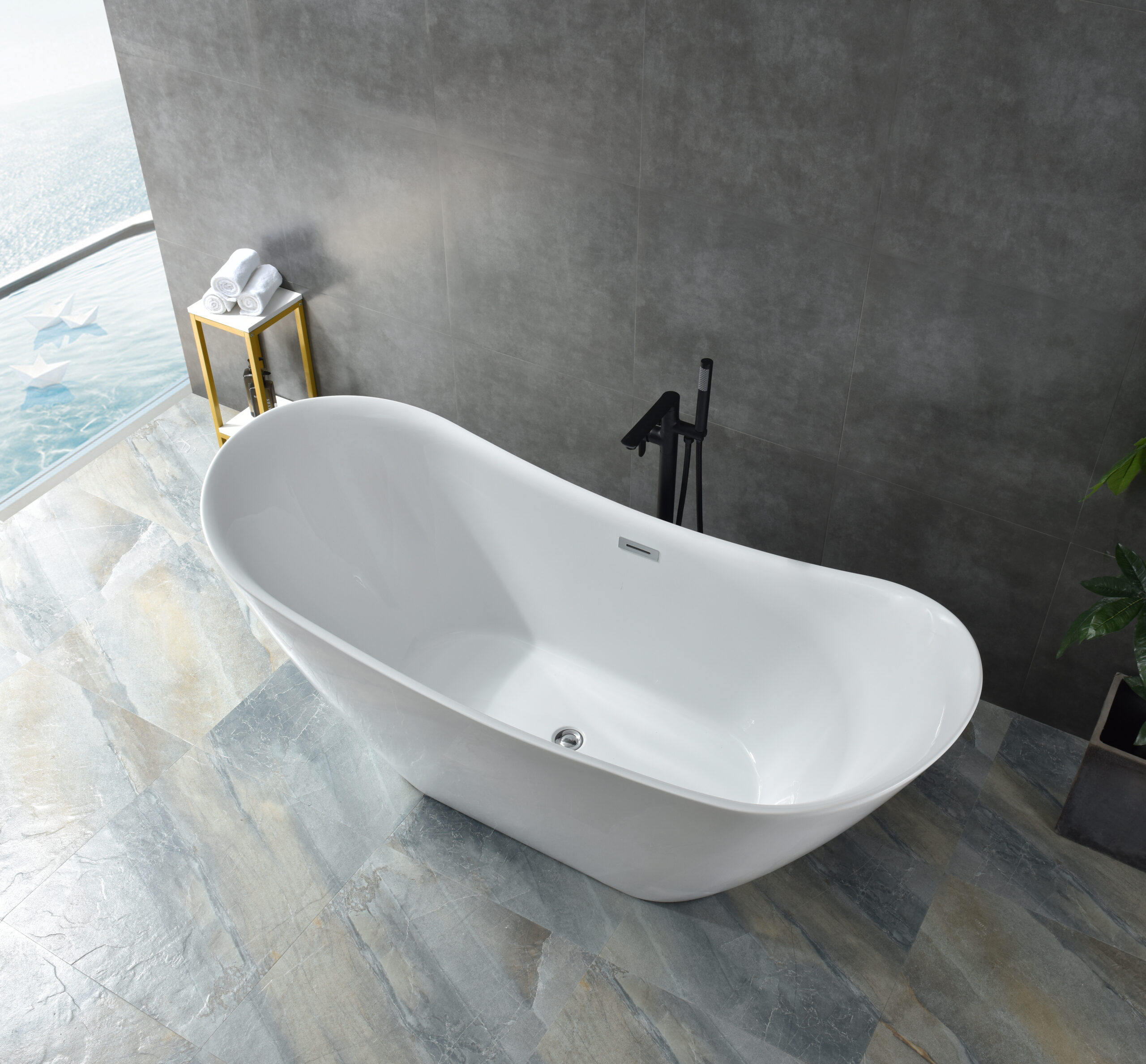 sleek oval freestanding tub, modern minimalist design sleek oval freestanding tub, modern minimalist design