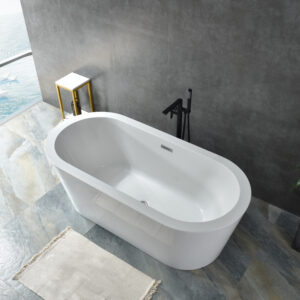 modern oval freestanding acrylic soaking bathtub – premium spa experience for your bathroom