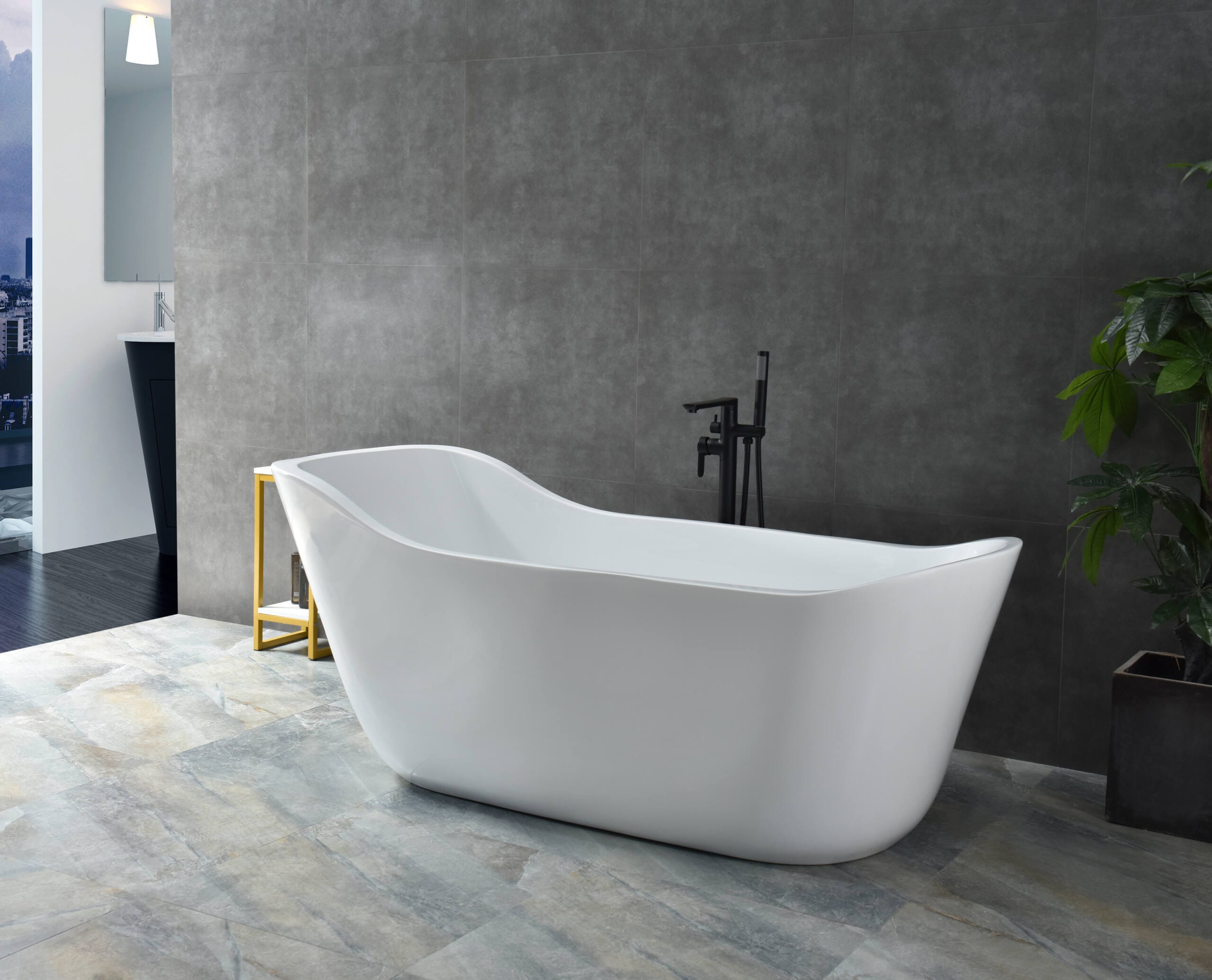 modern asymmetric freestanding tub, curved waisted design Hourglass freestanding white acrylic bathtub for luxury hotels