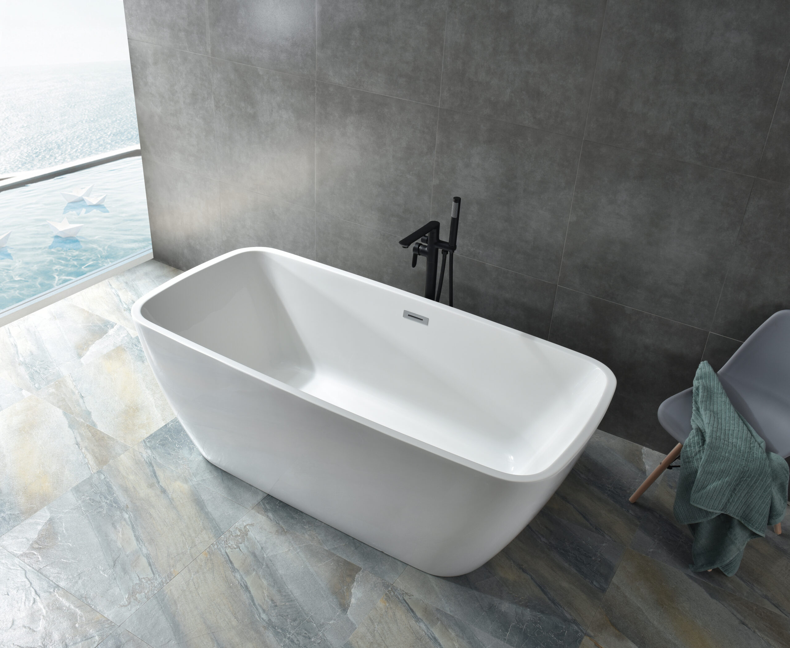 modern rectangular freestanding tub, tapered corner design modern rectangular freestanding tub, tapered corner design