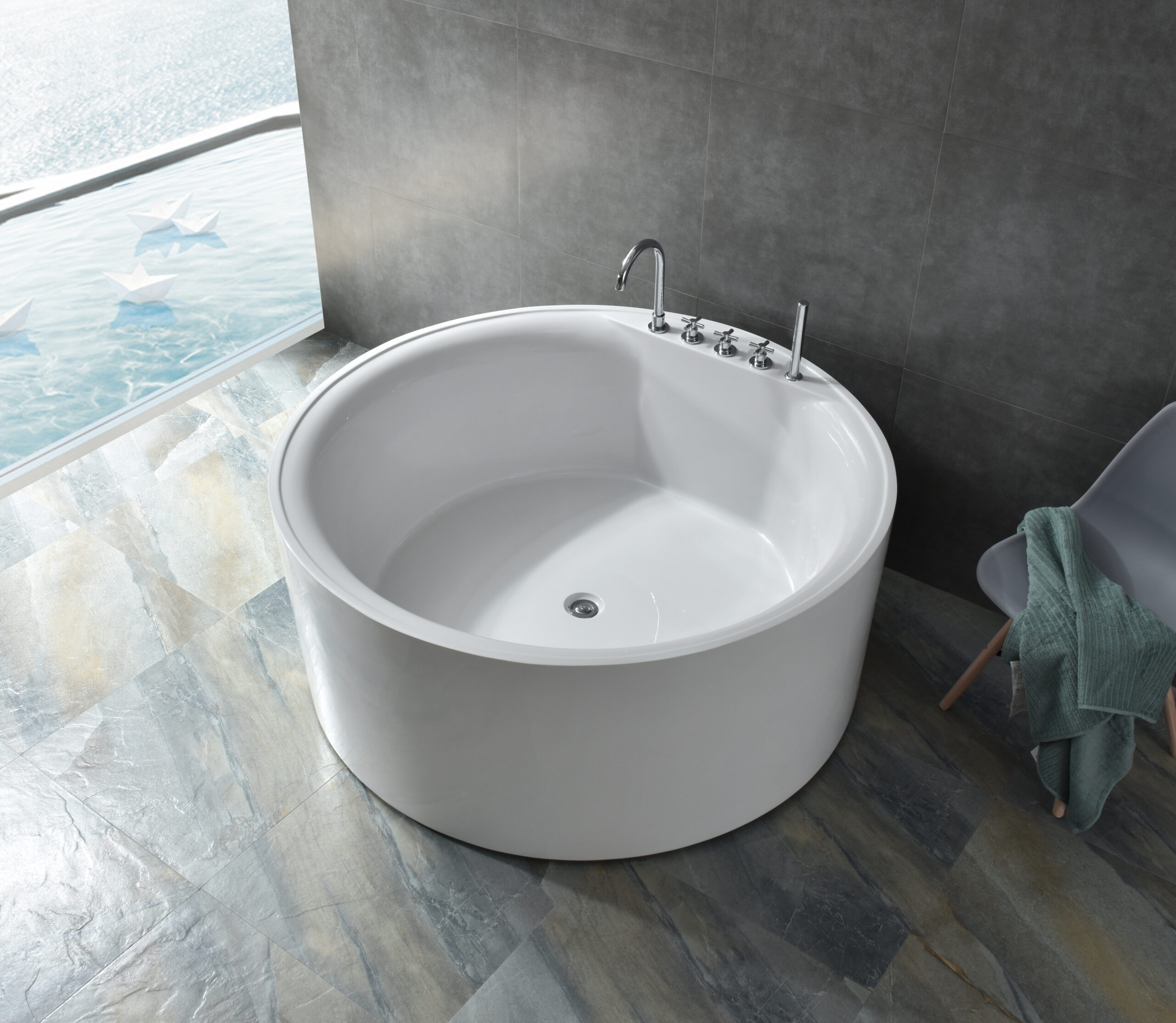 the ultimate spa escape: freestanding round bathtub the ultimate spa escape: freestanding round bathtub