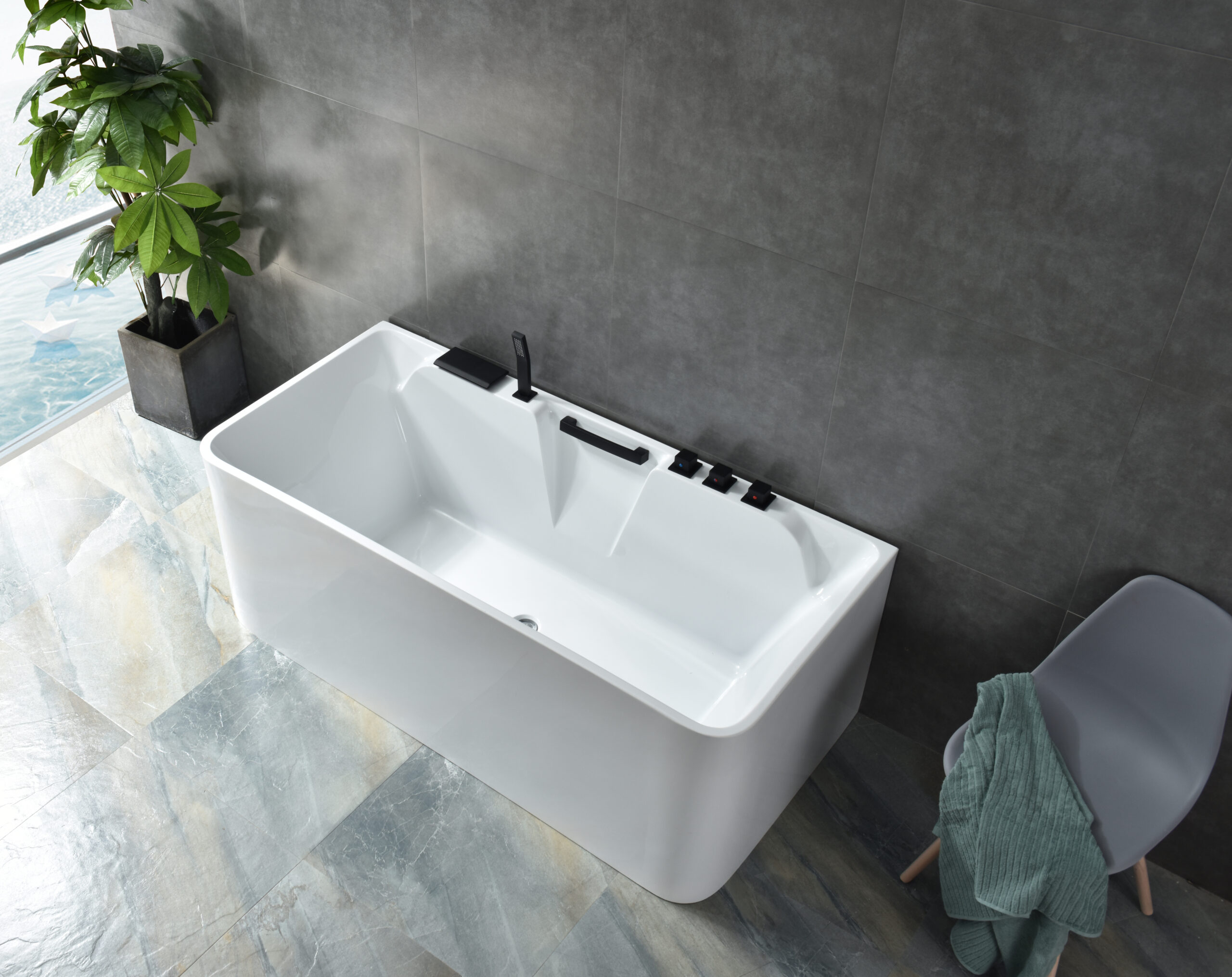 modern rectangular freestanding tub, sleek minimalist design modern rectangular freestanding tub, sleek minimalist design