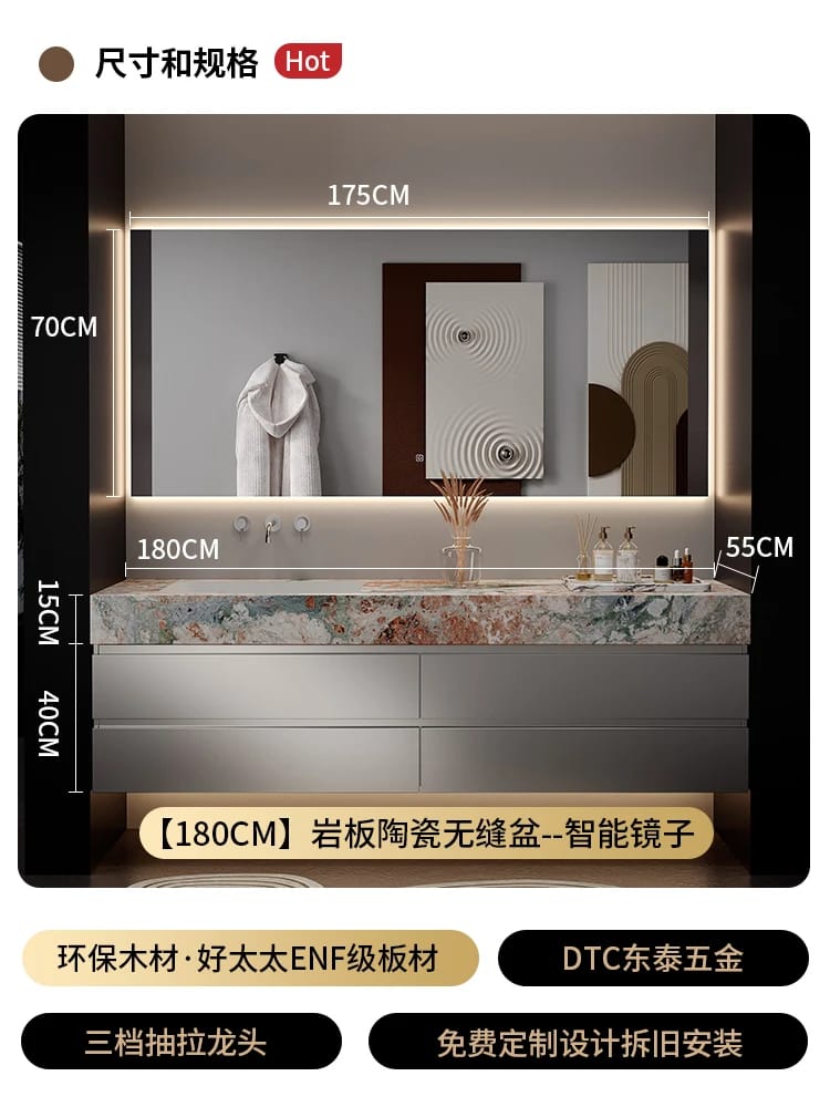 液体银色中密度纤维板胶合板现代漆面浴室梳妆台套装 led 镜子环保一体式梳妆台组合 液体银色中密度纤维板胶合板现代漆面浴室梳妆台套装 led 镜子环保一体式梳妆台组合