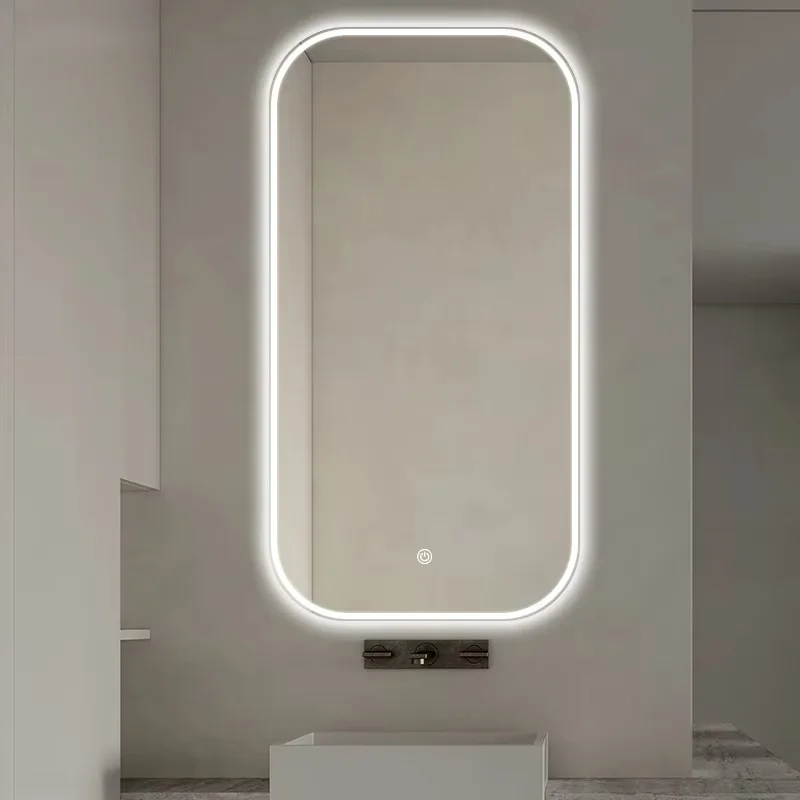 智能现代型带灯浴室梳妆镜,带 led 灯和防雾铝合金框架,ip65 防水防尘 2
