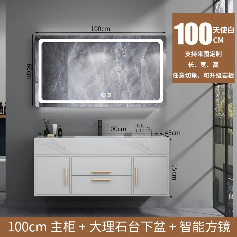 多合一现代岩石板陶瓷无缝浴室梳妆台卫生间洗脸盆组合漆门板 多合一现代岩石板陶瓷无缝浴室梳妆台卫生间洗脸盆组合漆门板