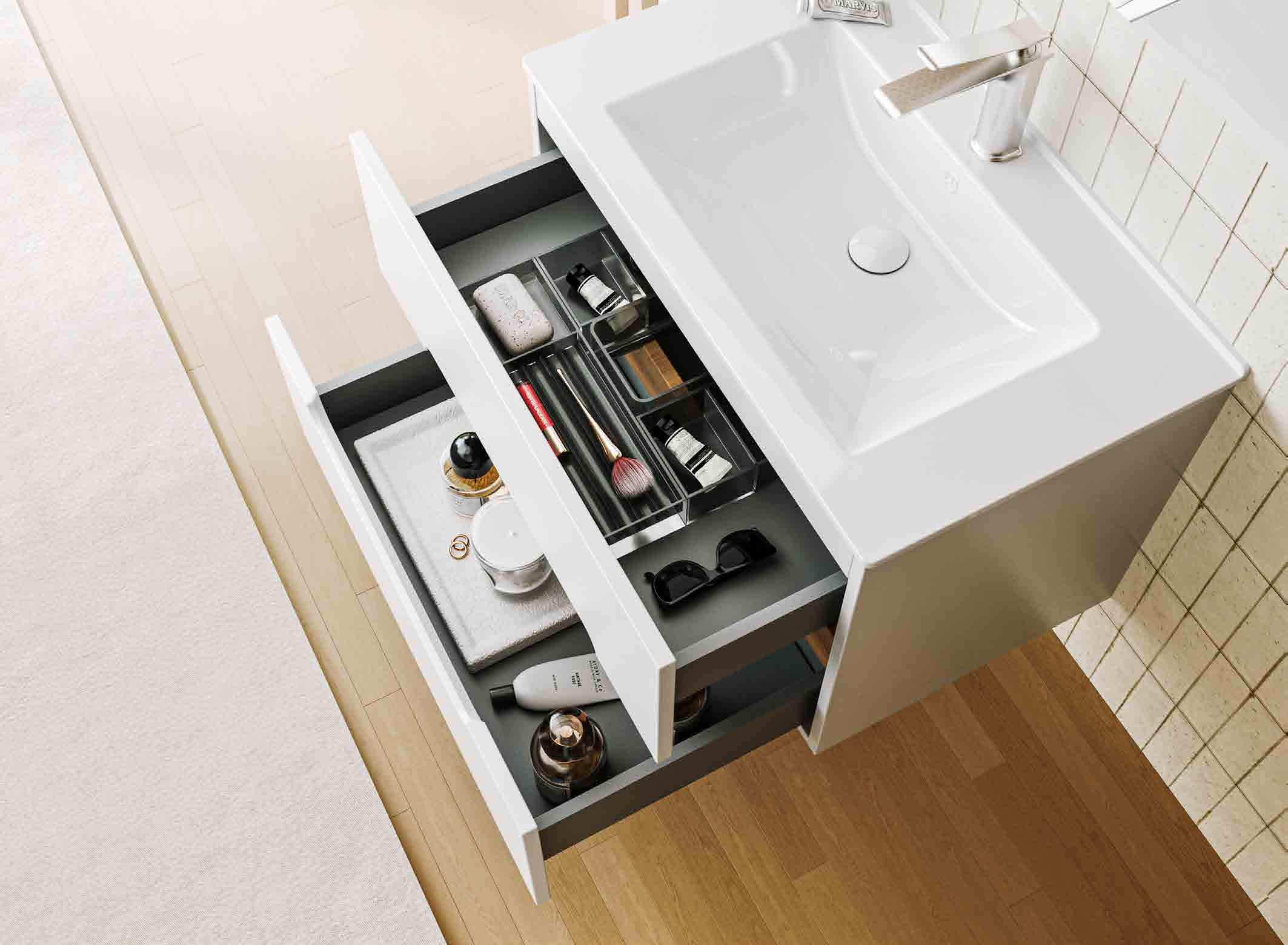 healing pure white floating bathroom vanity | minimalist wood capsule handle | double drawer partition storage bathroom set healing pure white floating bathroom vanity | minimalist wood capsule handle | double drawer partition storage bathroom set