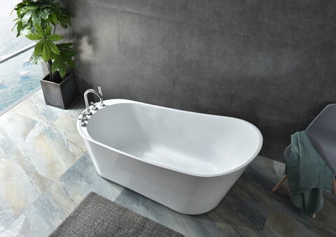 Classic oval freestanding white acrylic bathtub for luxury hotels