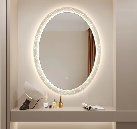 Home illuminated round mirror with frame