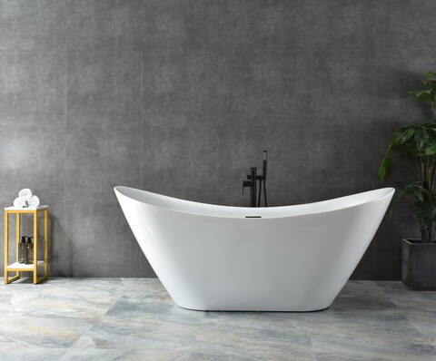 Seamless elongated oval white acrylic bathtub for luxury hotels