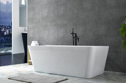 freestanding rectangular bathtub, modern acrylic soaking tub for contemporary bathrooms