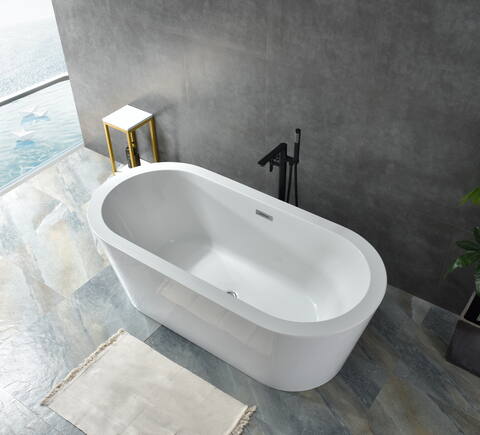 modern oval freestanding acrylic soaking bathtub – premium spa experience for your bathroom