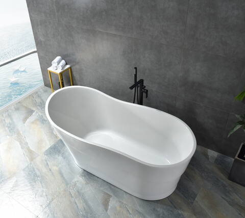 modern asymmetric freestanding tub, wave contoured design