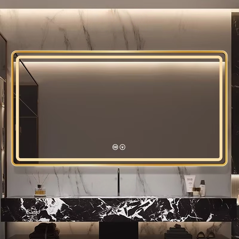 Home square smart mirror with metal frame