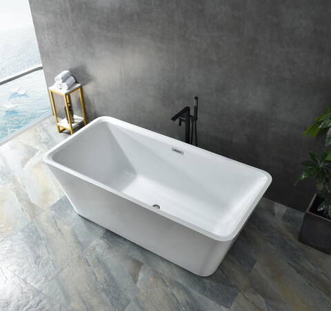 modern freestanding bathtub, rectangular tapered design