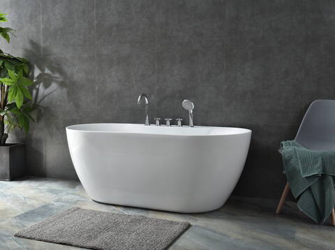 luxury freestanding soaking bathtub with premium chrome faucet set – elevate your bathroom sanctuary