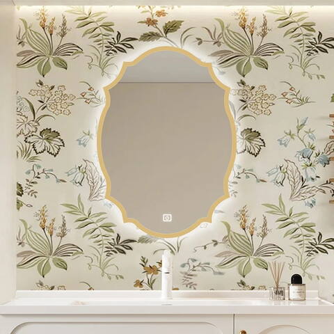 Scalloped irregular LED mirror for boutique luxury hotels