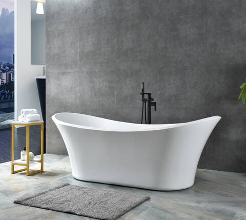 Tapered base freestanding white acrylic bathtub for luxury hotels