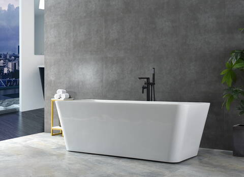 freestanding bathtub modern rectangular soaking tub – luxury acrylic indoor bathroom tub with sleek minimalist design for contemporary homes
