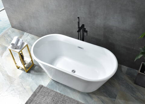modern oval freestanding bathtub, sleek minimalist design